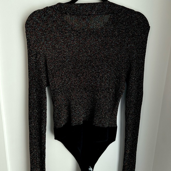 Free people black/multicolored sparkle bodysuit size M New with tags - Picture 3 of 3